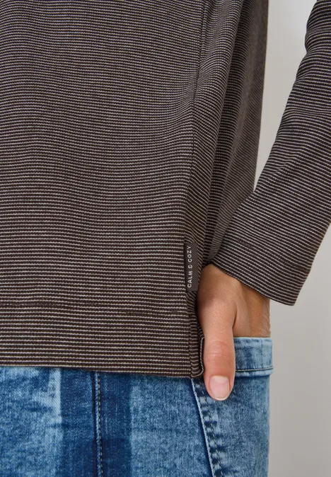 Shirt mit feinen Streifen tartufo brown