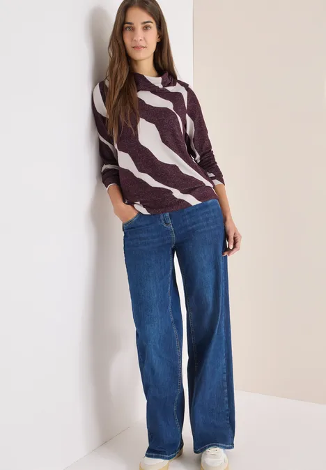 Kuscheliges Shirt mit Muster eggplant red melange