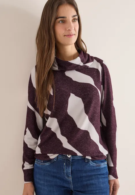 Kuscheliges Shirt mit Muster eggplant red melange