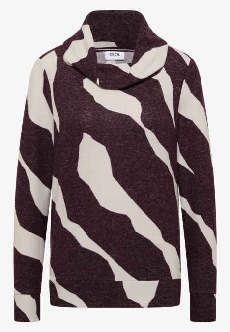 Kuscheliges Shirt mit Muster eggplant red melange