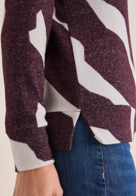 Kuscheliges Shirt mit Muster eggplant red melange