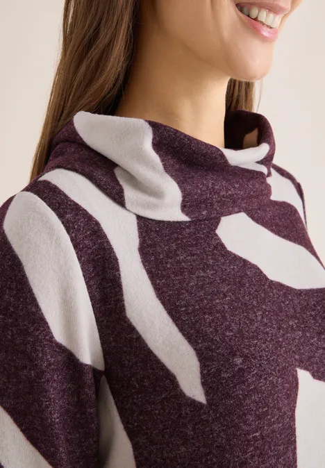 Kuscheliges Shirt mit Muster eggplant red melange