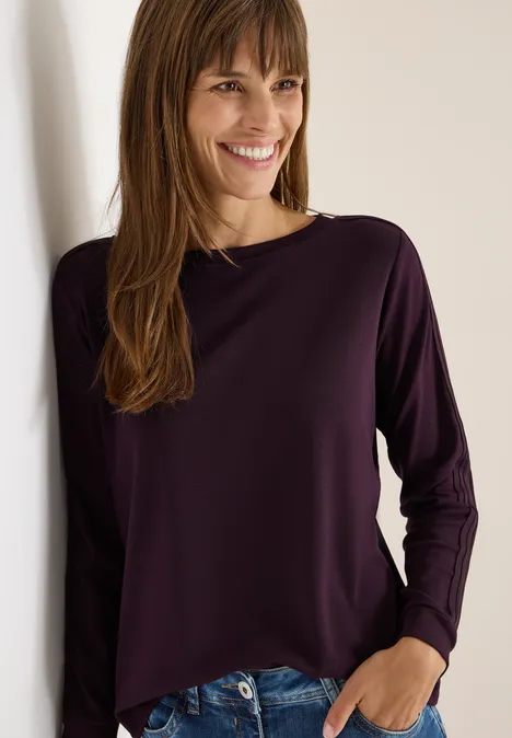Shirt met gallonstrepen eggplant red