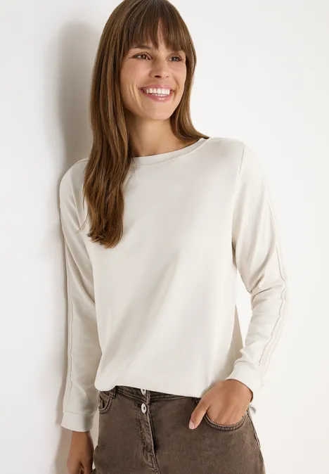 Shirt met gallonstrepen light greige