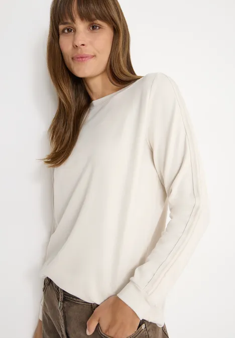 Shirt met gallonstrepen light greige