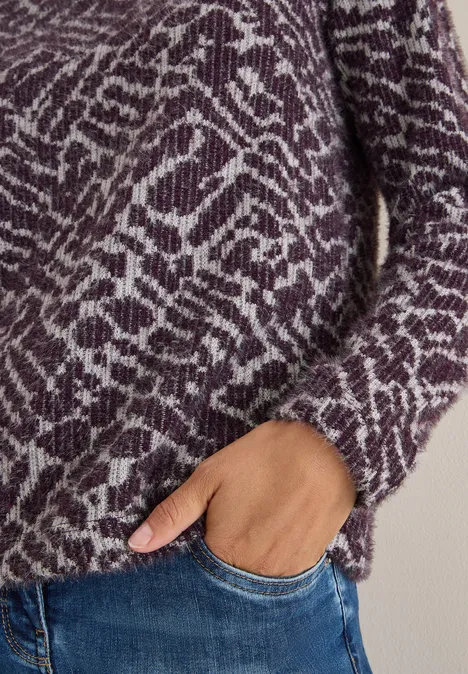 Federgarn Jacquard Shirt eggplant red