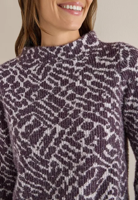 Federgarn Jacquard Shirt eggplant red