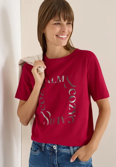 T-Shirt mit Frontprint beaujolais red