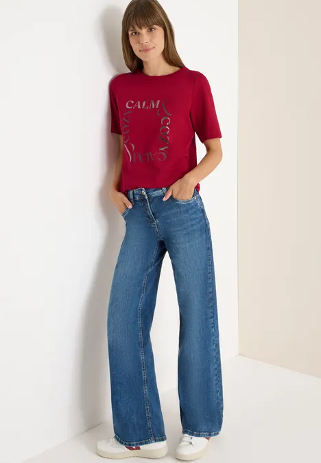 T-Shirt mit Frontprint beaujolais red