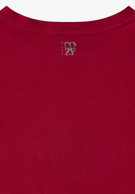 T-Shirt mit Frontprint beaujolais red