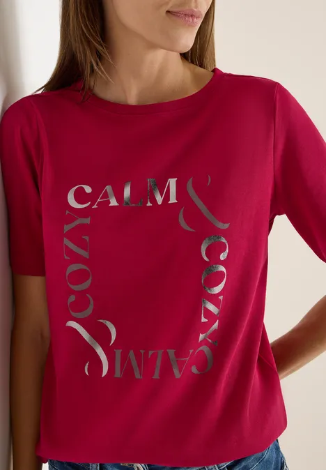 T-Shirt mit Frontprint beaujolais red