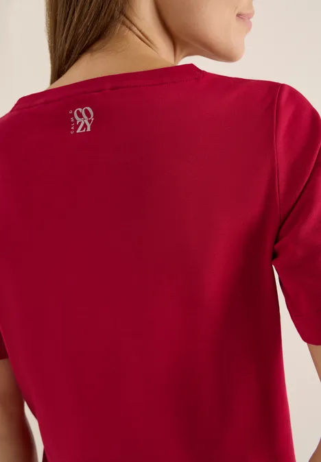 T-Shirt mit Frontprint beaujolais red