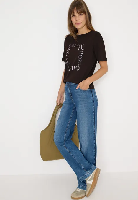 T-Shirt mit Frontprint tartufo brown
