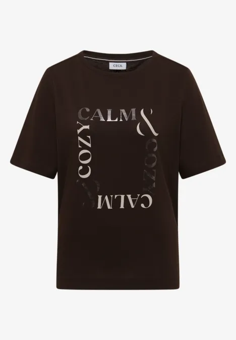T-Shirt mit Frontprint tartufo brown