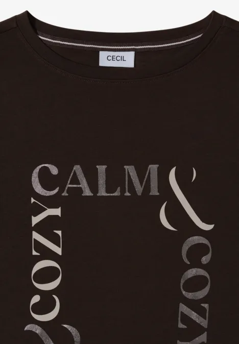 T-Shirt mit Frontprint tartufo brown