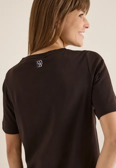 T-Shirt mit Frontprint tartufo brown