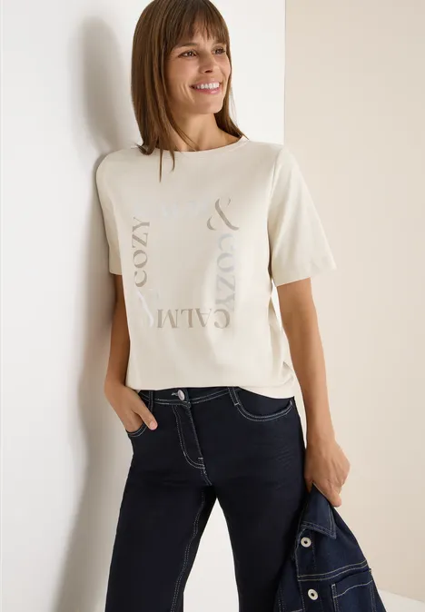 T-Shirt mit Frontprint light greige