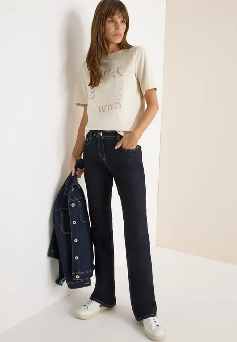 T-Shirt mit Frontprint light greige