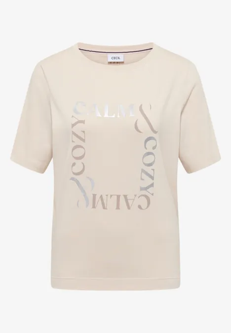 T-Shirt mit Frontprint light greige