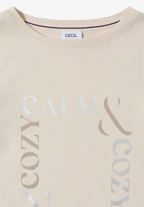 T-Shirt mit Frontprint light greige
