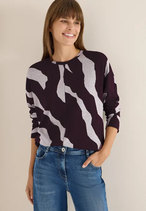 Jacquard gemêleerd Shirt eggplant red