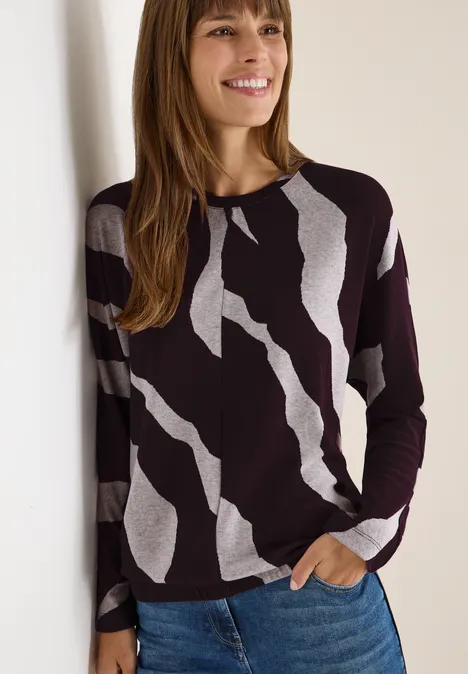 Jacquard gemêleerd Shirt eggplant red