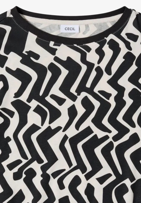 Gemustertes Langarmshirt light greige