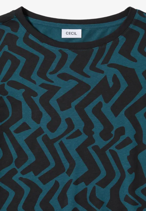 Gemustertes Langarmshirt dark sea green