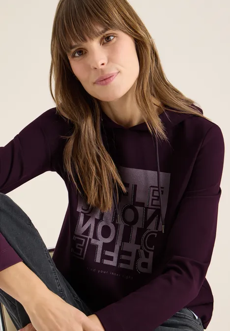 Hoodie Shirt mit Folienprint eggplant red Hoodie Shirt mit Folienprint eggplant red