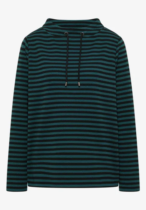T-shirt rayé à col funnel dark sea green