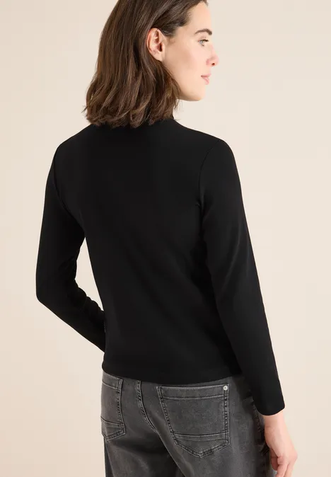 Shirt met lange mouwen en geribde textuur Black Shirt met lange mouwen en geribde textuur Black