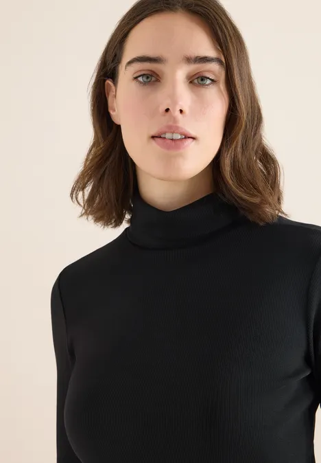 Shirt met lange mouwen en geribde textuur Black Shirt met lange mouwen en geribde textuur Black