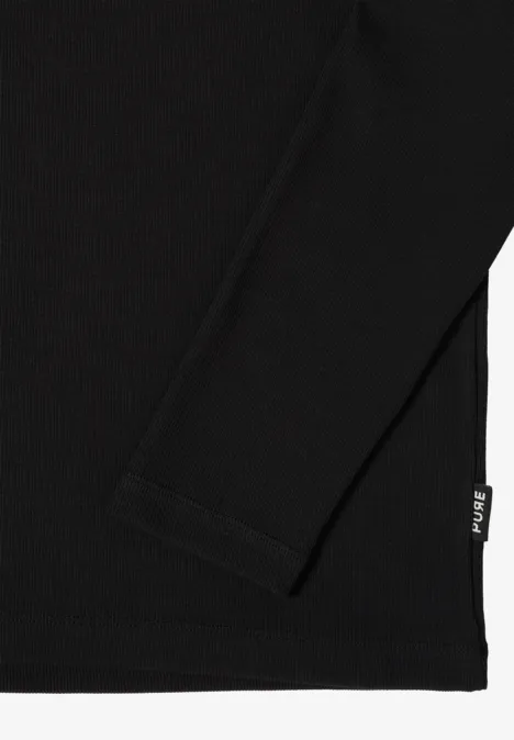 Shirt met lange mouwen en geribde textuur Black Shirt met lange mouwen en geribde textuur Black