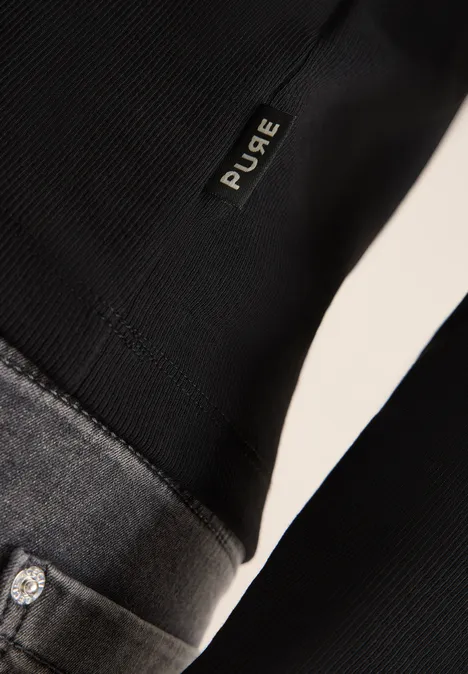 Shirt met lange mouwen en geribde textuur Black Shirt met lange mouwen en geribde textuur Black
