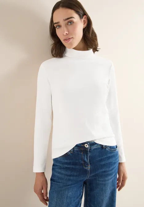 Shirt met lange mouwen en geribde textuur vanilla white Shirt met lange mouwen en geribde textuur vanilla white
