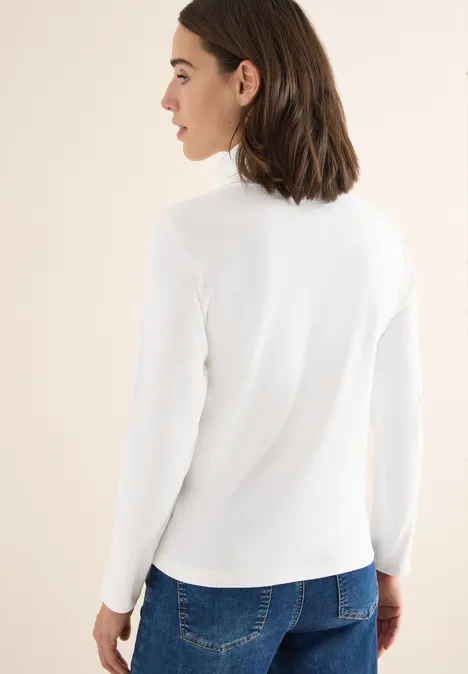 Shirt met lange mouwen en geribde textuur vanilla white Shirt met lange mouwen en geribde textuur vanilla white