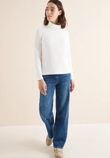 Shirt met lange mouwen en geribde textuur vanilla white Shirt met lange mouwen en geribde textuur vanilla white