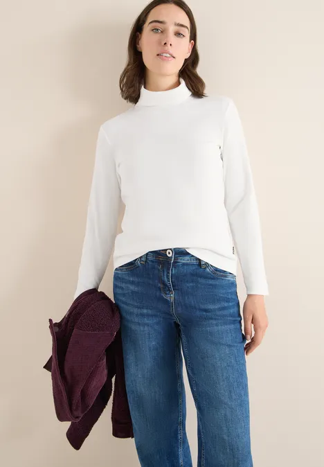 Shirt met lange mouwen en geribde textuur vanilla white Shirt met lange mouwen en geribde textuur vanilla white