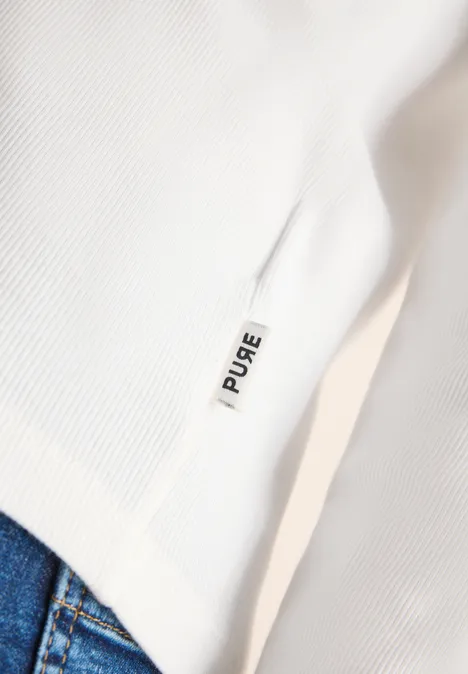 Shirt met lange mouwen en geribde textuur vanilla white Shirt met lange mouwen en geribde textuur vanilla white