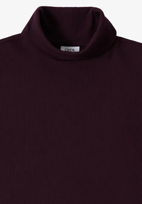 Langarmshirt in Rippstruktur eggplant red Langarmshirt in Rippstruktur eggplant red