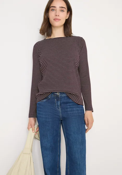 Gestreiftes Langarmshirt eggplant red Gestreiftes Langarmshirt eggplant red