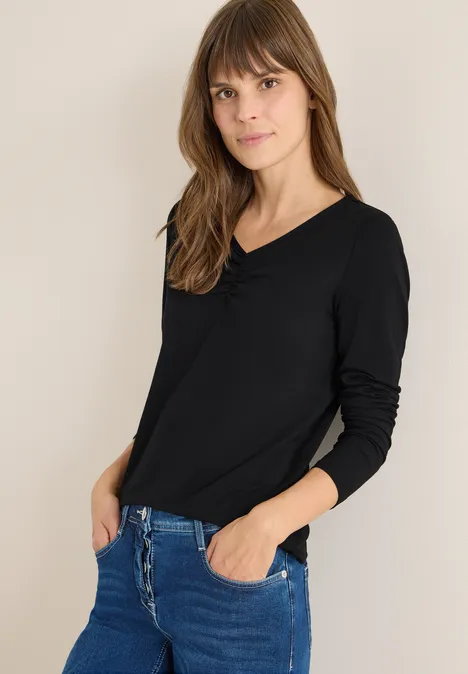 Basic shirt met rimpels Black