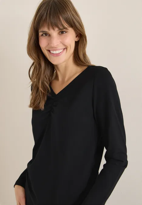 Basic shirt met rimpels Black
