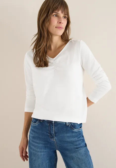 Basic shirt met rimpels vanilla white