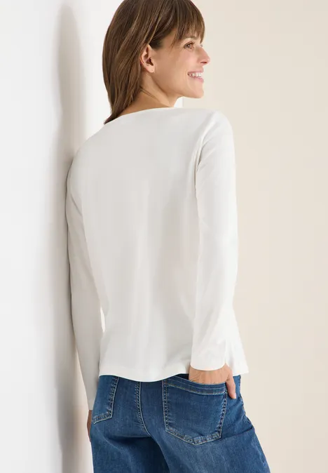 Basic shirt met rimpels vanilla white