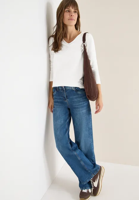 Basic shirt met rimpels vanilla white