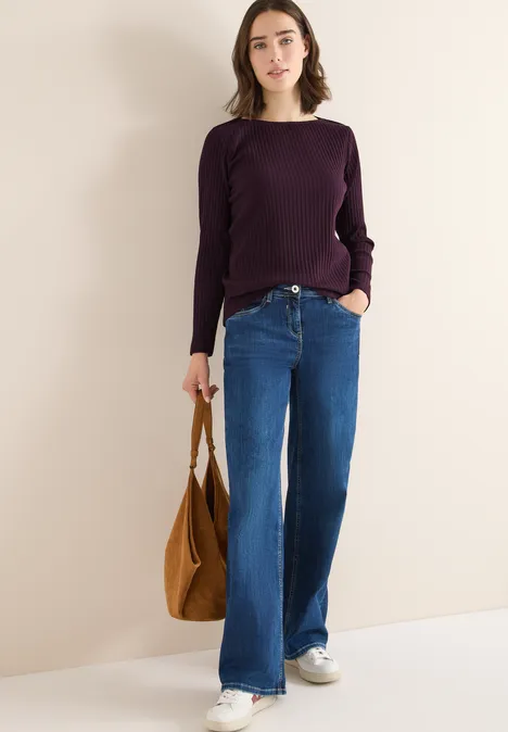 Rippstruktur Shirt eggplant red Rippstruktur Shirt eggplant red