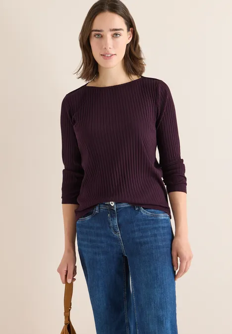 Rippstruktur Shirt eggplant red Rippstruktur Shirt eggplant red