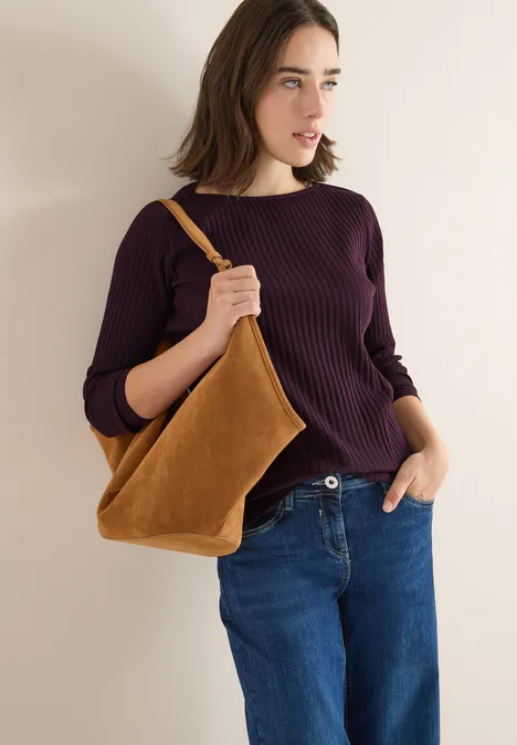 Rippstruktur Shirt eggplant red Rippstruktur Shirt eggplant red