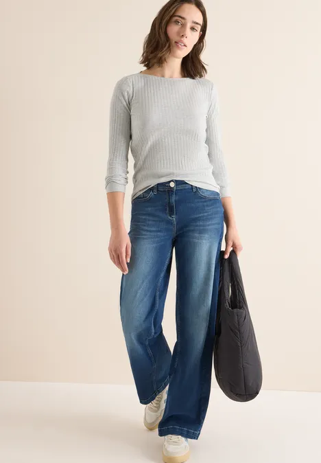 Rippstruktur Shirt luna grey melange Rippstruktur Shirt luna grey melange